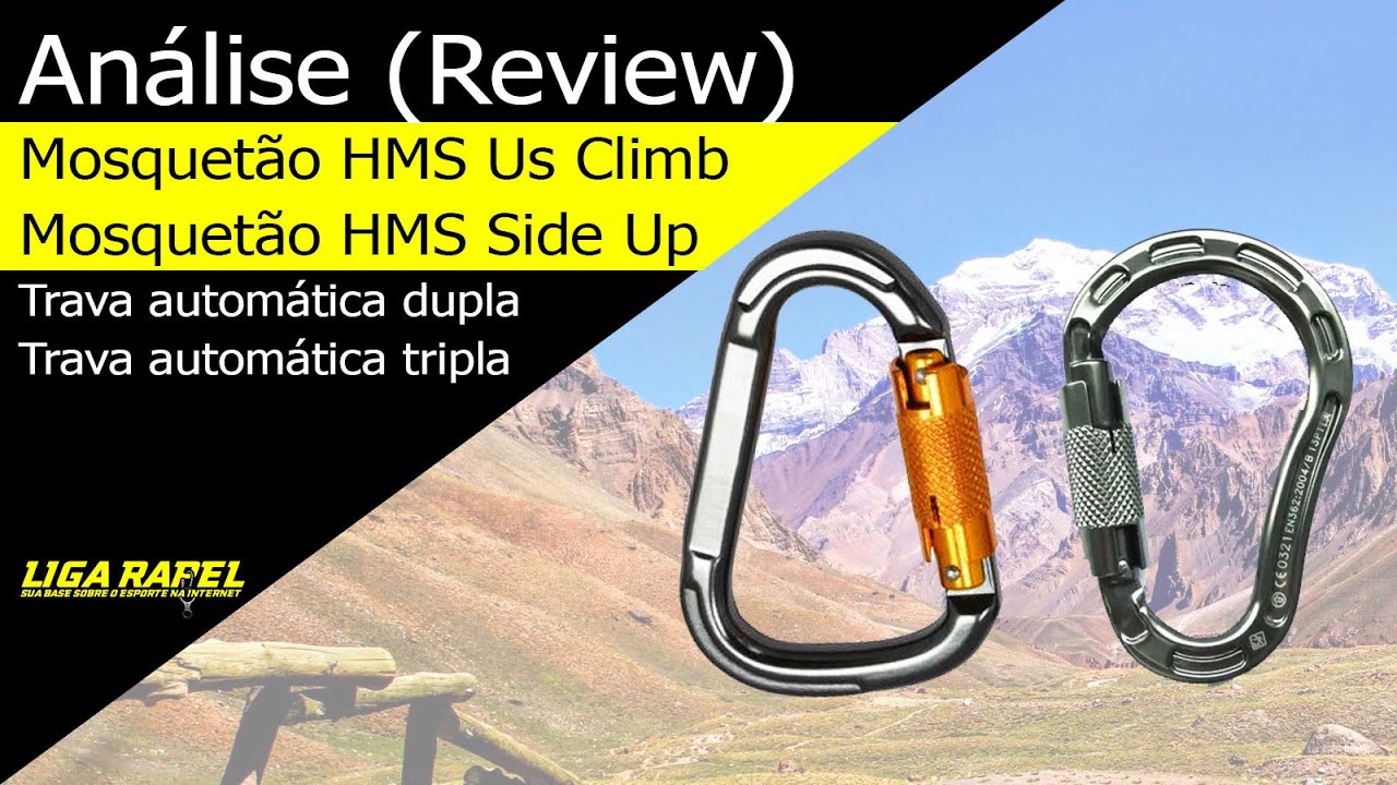 Análise Mosquetões HMS Us Climb e Side Up de trava automática dupla e tripla para rapel