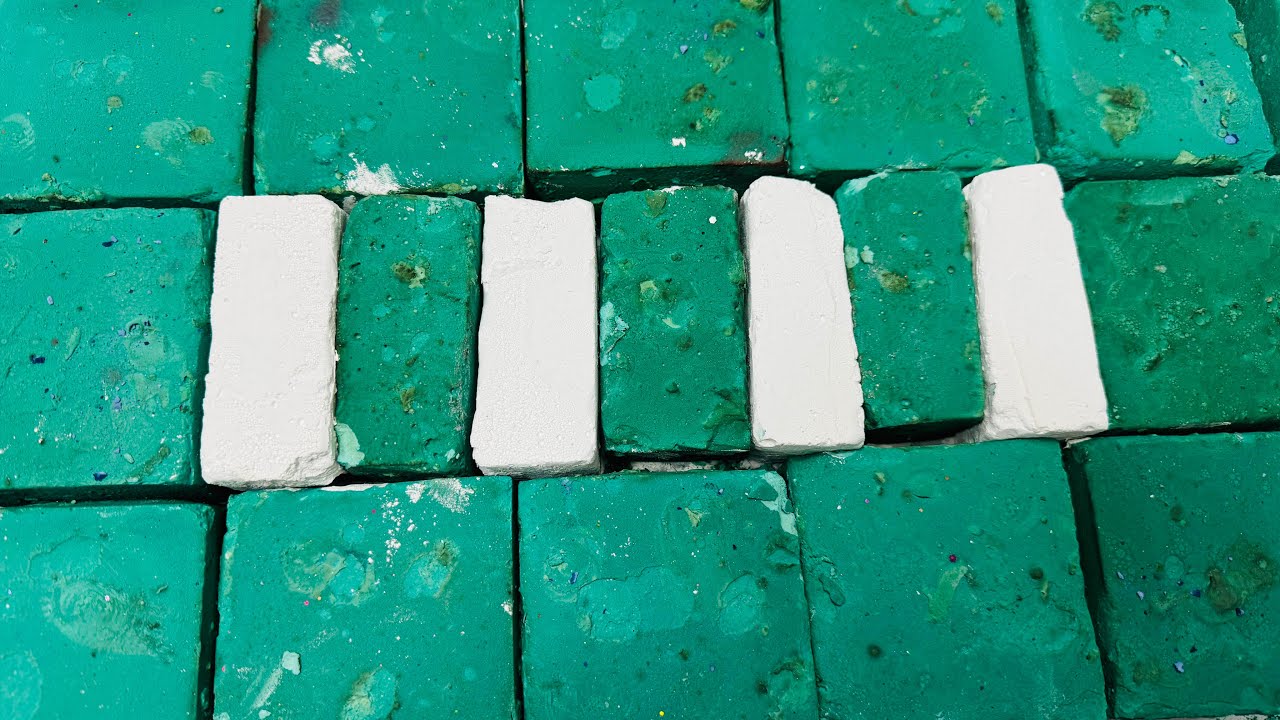 Green Chalk ASMR Crush Video | Soft Chalk ASMR Block 