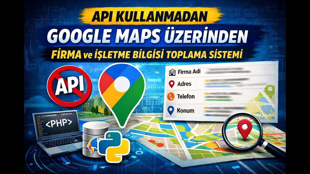 API Kullanmadan Google Maps Üzerinden Firma ve İşletme Bilgisi Toplama Sistemi FREE (Ücretsiz)