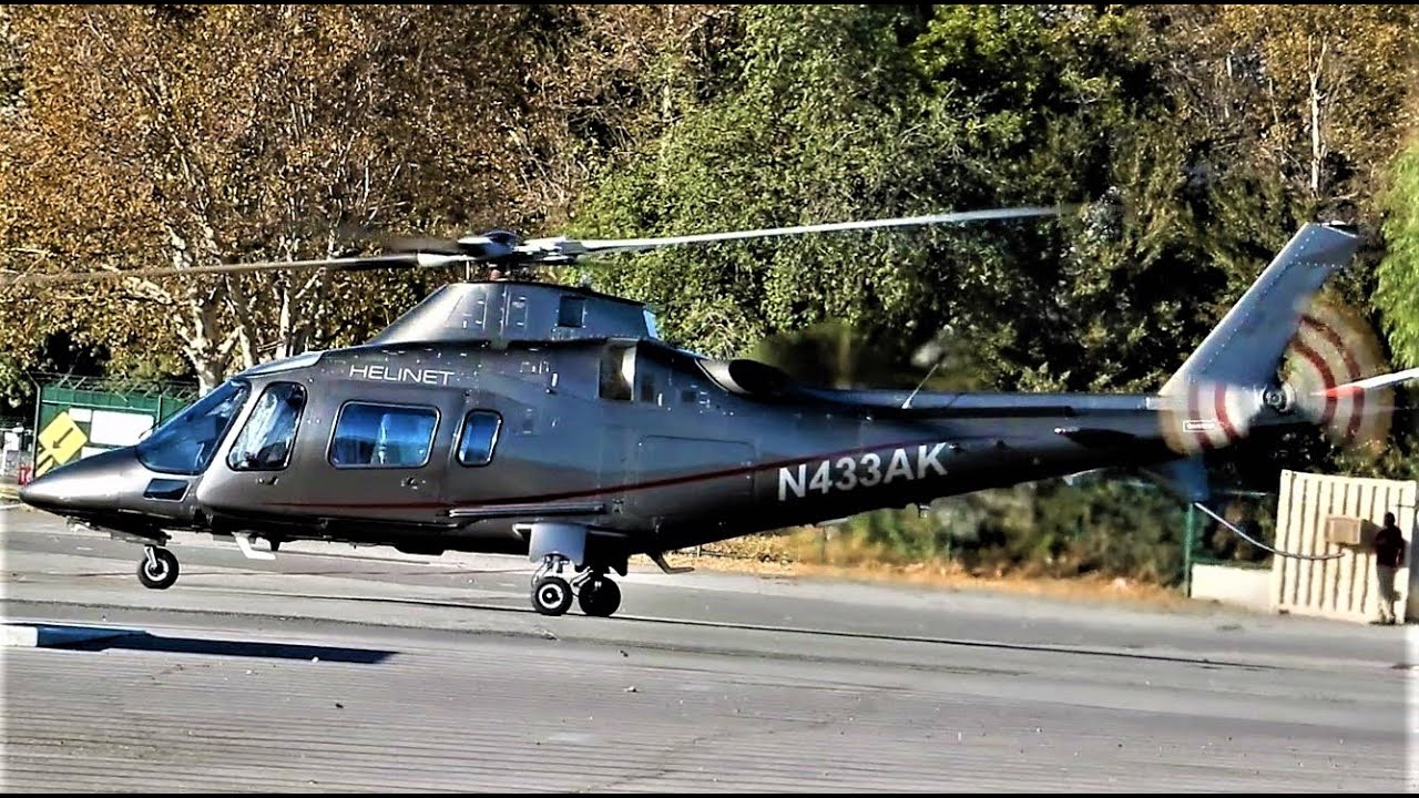Agusta A109 Start-Up, Taxi, Takeoff Executive Helicopter Van Nuys Airport N433AK Helinet Aviation