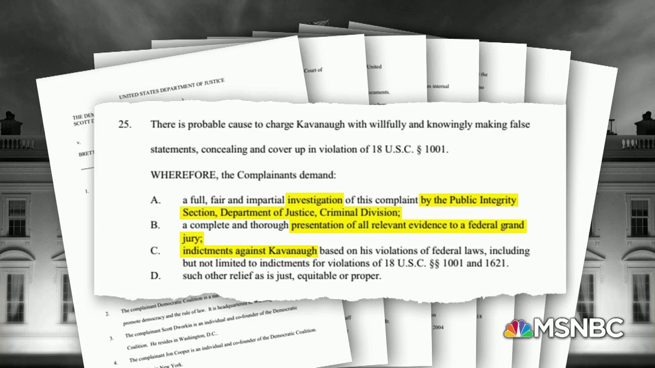 MSNBC covers our perjury complaint against Kavanaugh
