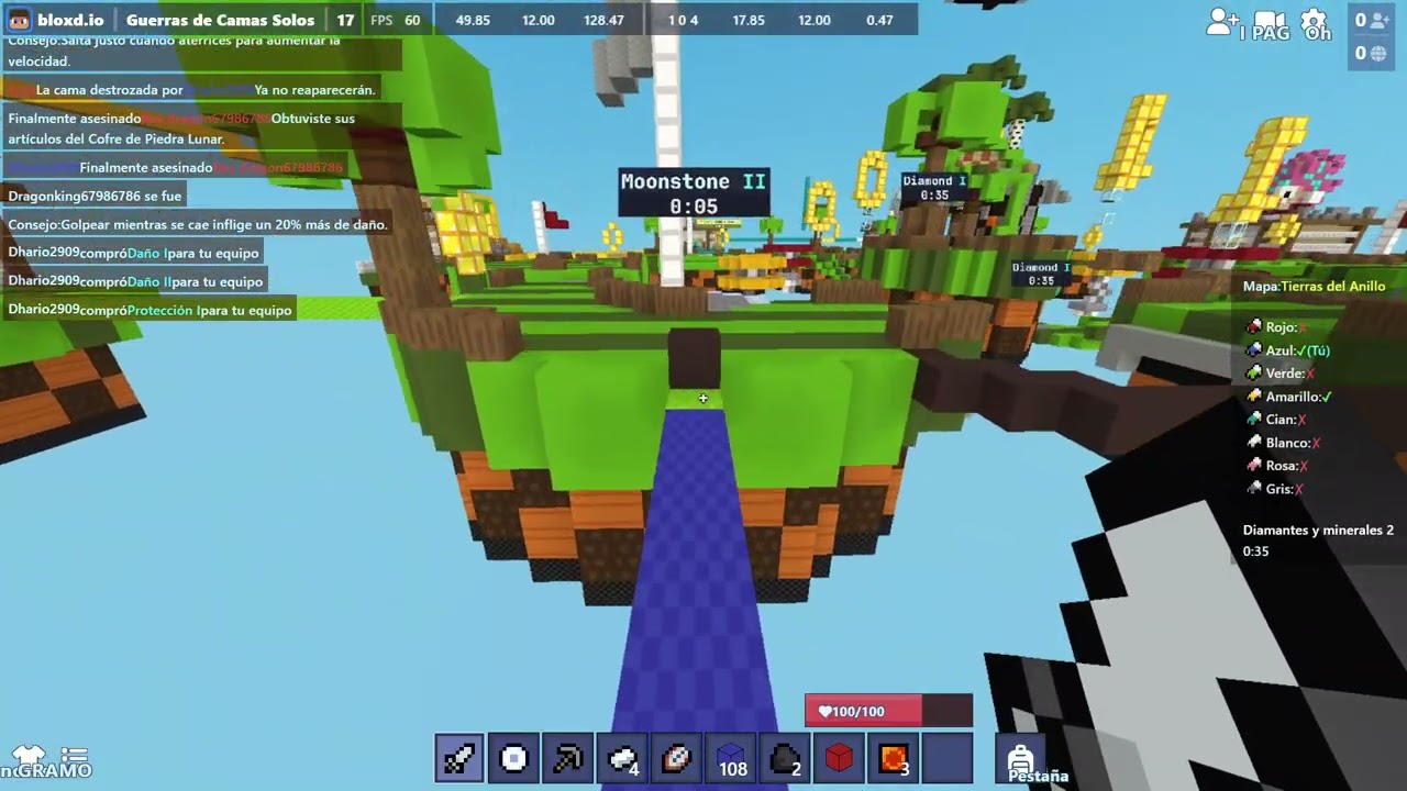 Bloxd io Guerras de Camas partida de Bedwars en Bloxd io
