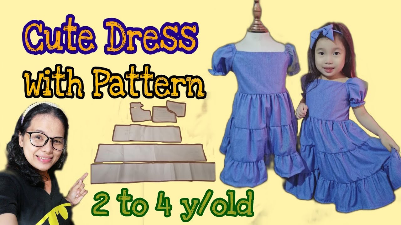 DIY PUFF SLEEVE DRESS FOR LITTLE GIRL/PATTERN,CUTTING AND SEWING TUTORIAL