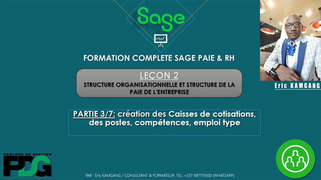 SAGE PAIE & RH; Leçon 2: part 3/7 Création des caisses, compétences et emploi type