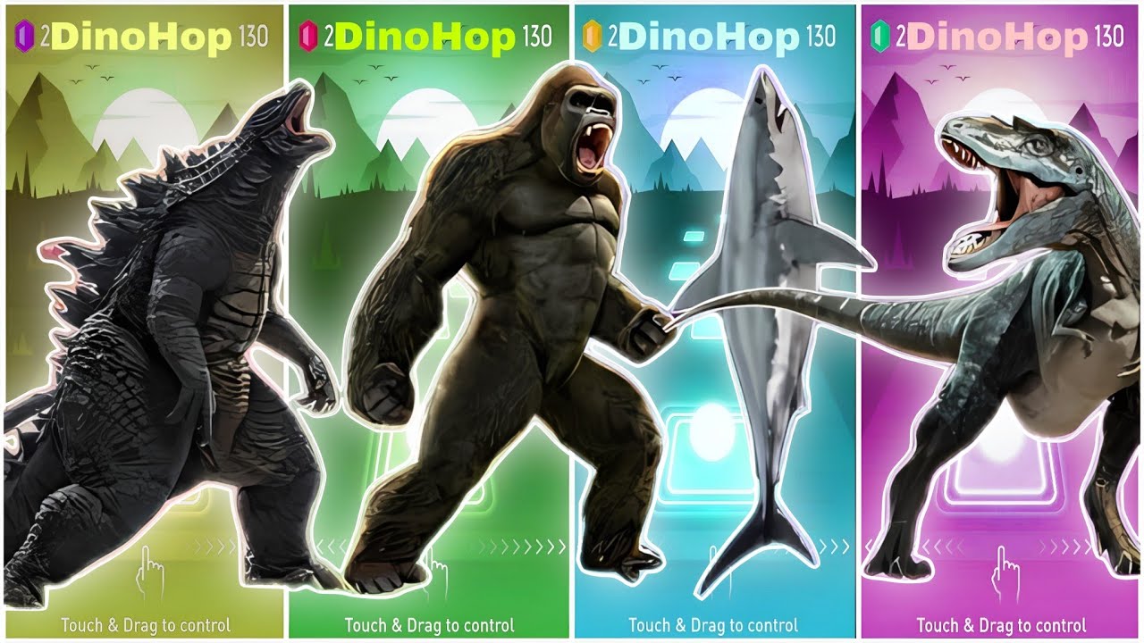 Мир Юрского периода: Годзилла 🆚 Кинг-Конг 🆚 Мегалодон 🆚 Денозавр || Песня Coffin Dance TilesHop E...