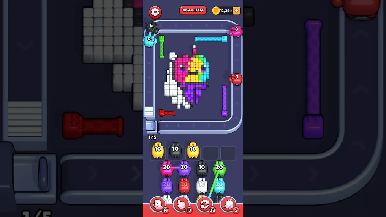 Pixel Flow Level 3724 Very Hard - The one with the multicolored bulb 