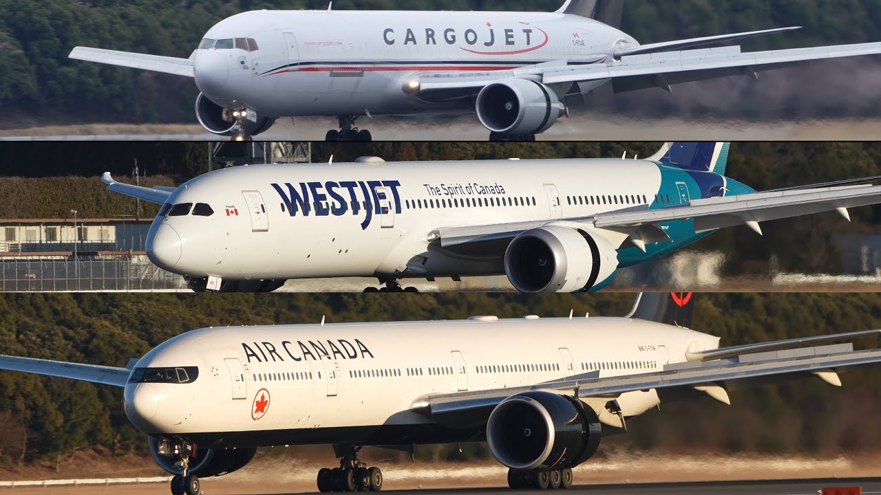 Cargojet WestJet Air Canada | Airlines of Canada | Landing at Narita 34R | NRT/RJAA | 767 777 787