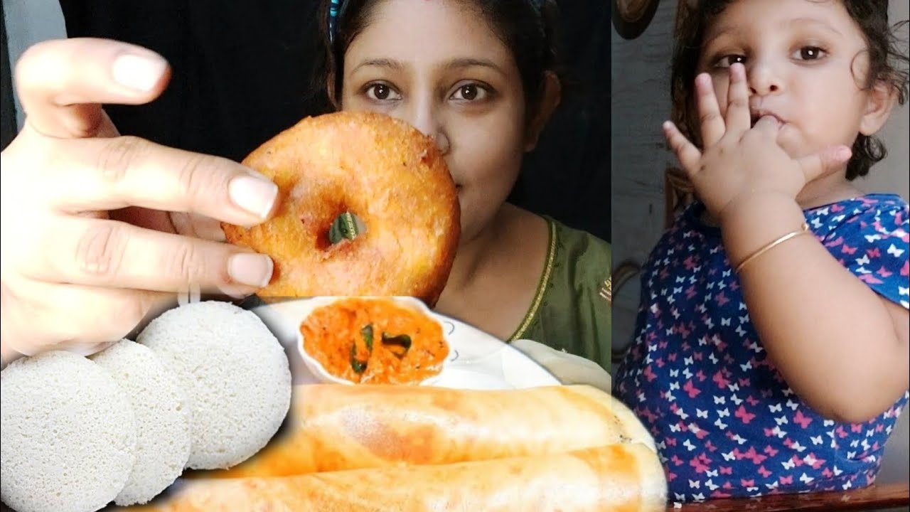 Eating Show -Masala Dosa, Idli, Sambar Vada|Big Bites|Mukbang|Poulamieatingshow |South Indian Food