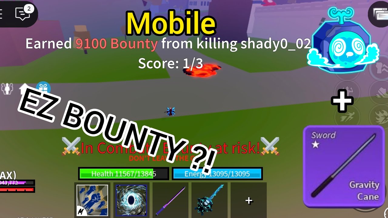 Best Portal + Gravity Cane Combo l Mobile 📱 l Blox Fruits Bounty Hunting