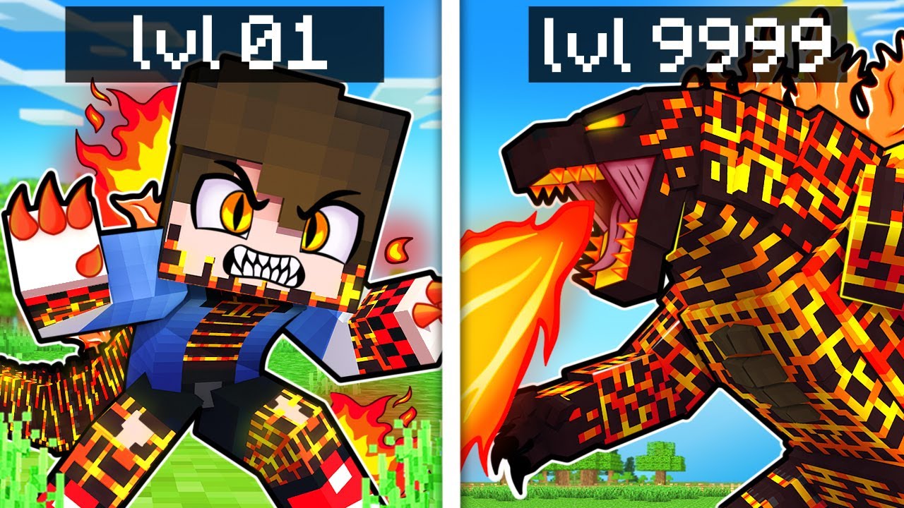 A EVOLUÇÃO do GAROTO GODZILLA de FOGO no Minecraft