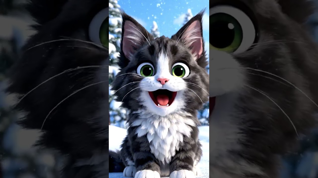 Kitten playing in snow | Little Doodle Club  