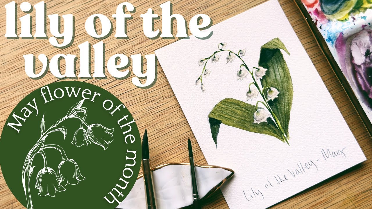 Watercolor Lily of the valley - May birth month flower
