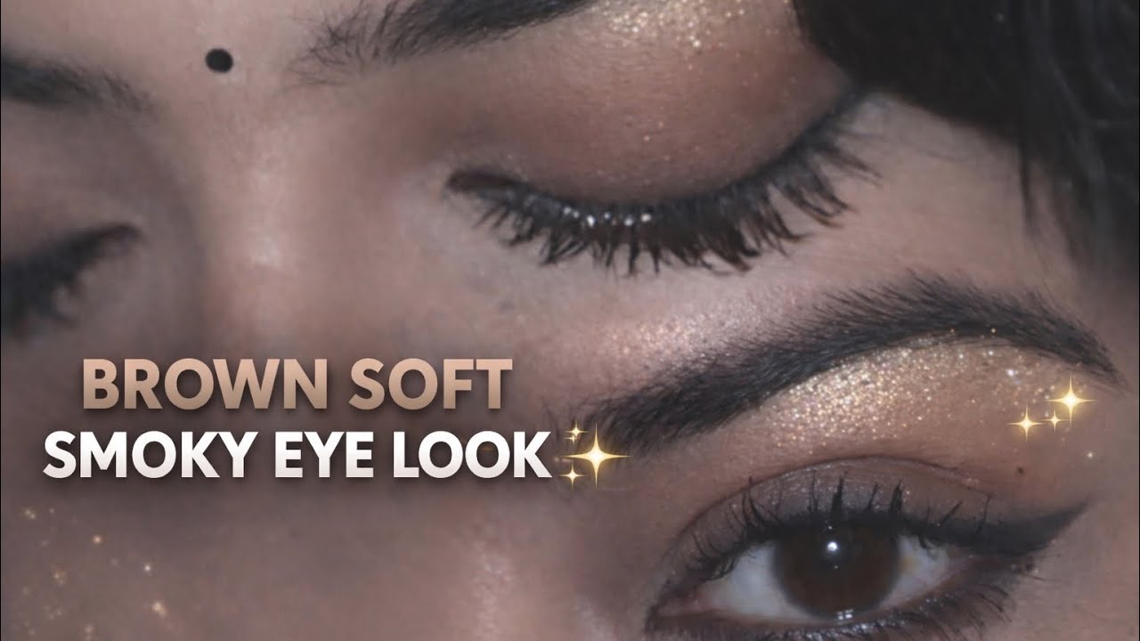 Brown Smokey Eye with Golden Sparkle ✨ #youtubeshorts #eyemakeup #makeuptutorial #beginnerfriendly 