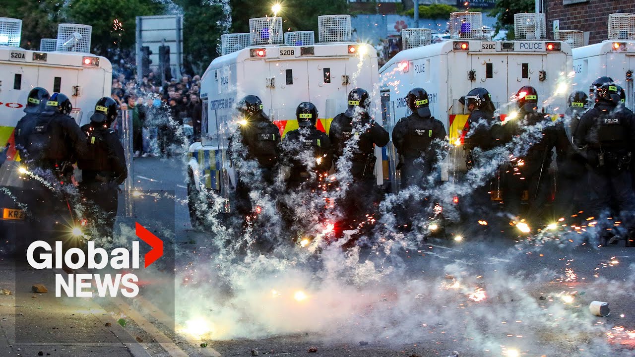 Northern Ireland riots: Masked protesters set fire to buildings as violence spills across towns
