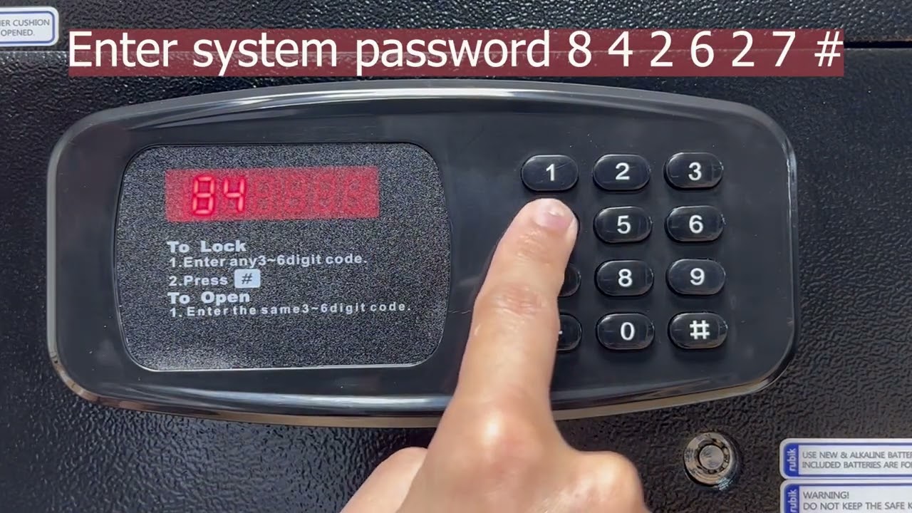 Rubik Hotel Safe, How to Open, Set & Change Pin Code Password and Unlock Using Keys