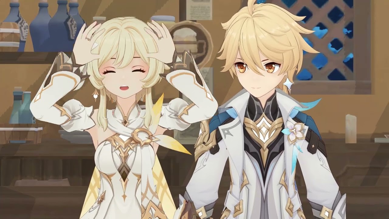 Aether Lumine Heart Dance Remake Update Genshin Impact MMD 