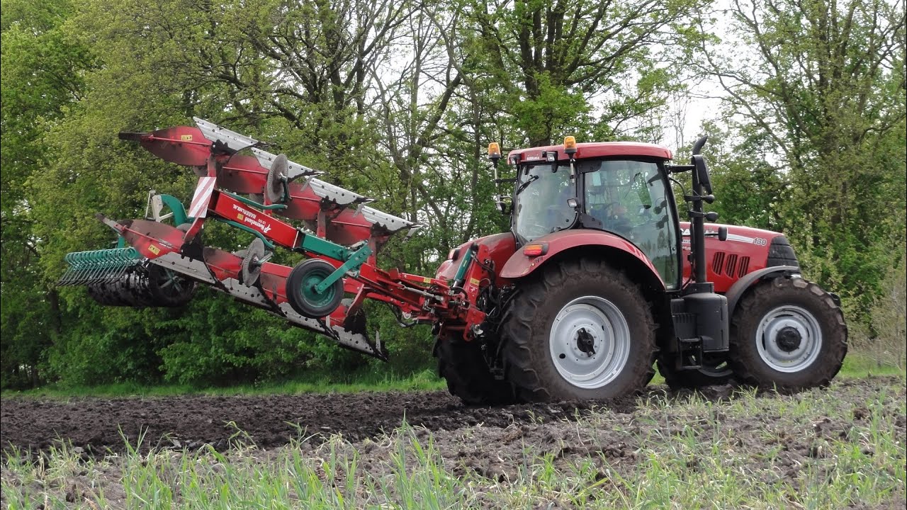 Ploegen met gloednieuwe Case IH Puma 130 en 4-schaar Kverneland ploeg (2015)