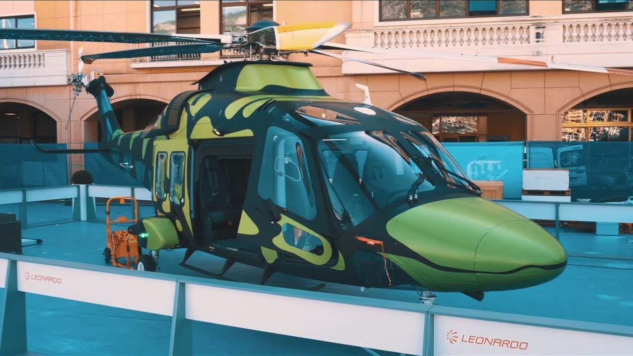 AW169 at the Monaco Yacht Show in VIP configuration with a special livery