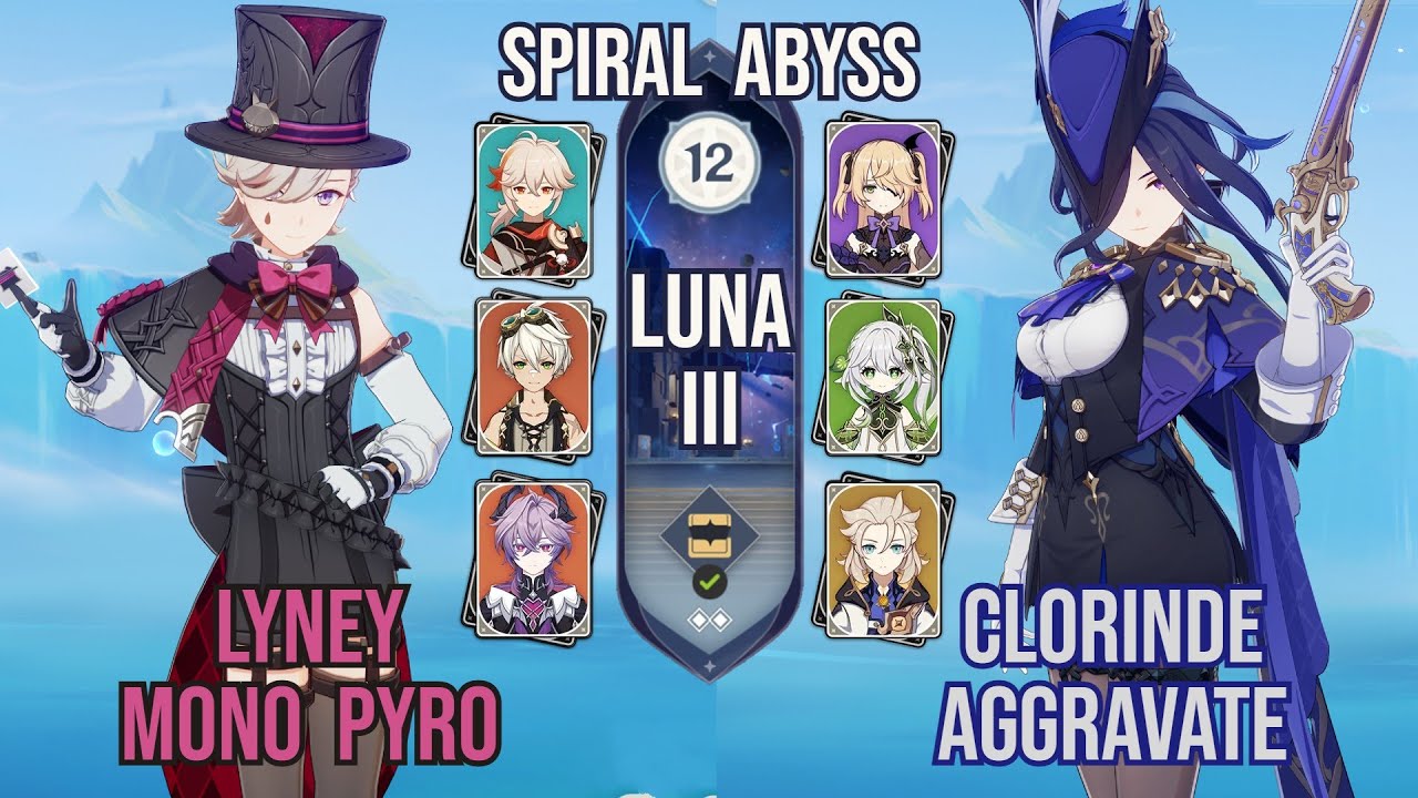 Lyney Mono Pyro x Clorinde Aggravate | Spiral Abyss 6.2 / Luna III | Genshin Impact