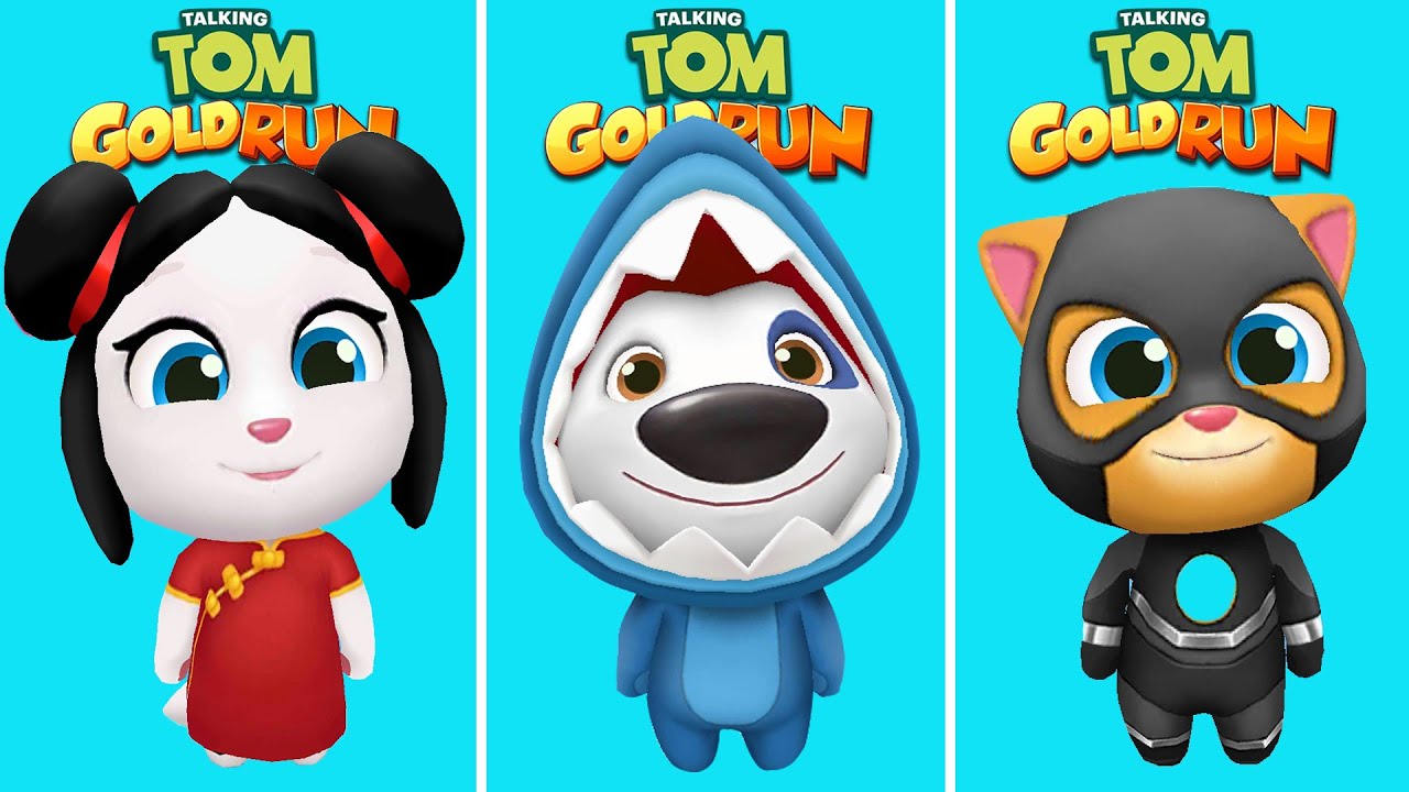 Talking Tom Gold Run - Super Ginger Vs Shark Hank Vs Lucky Angela