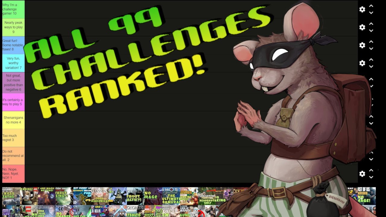 Shenaniloon's 99 Challenges Tier List!