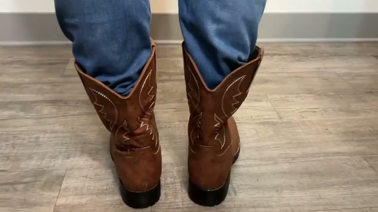 Rollda Cowboy Boots for Men Western Boots Men's Square Toe Chunky Heel Mid Calf Boots Review