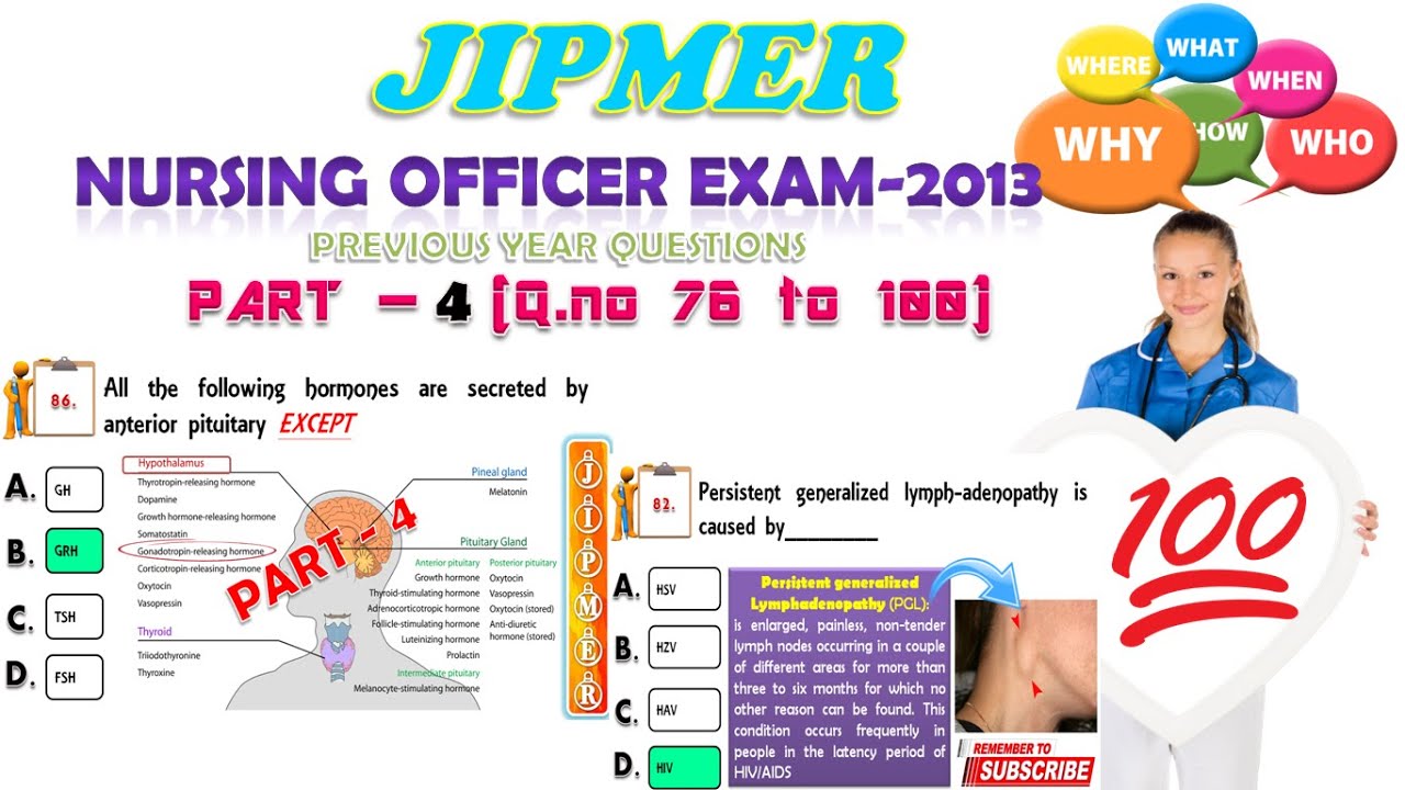 JIPMER Nursing officer solved question paper Part 4 | Nursing officer previous year question paper