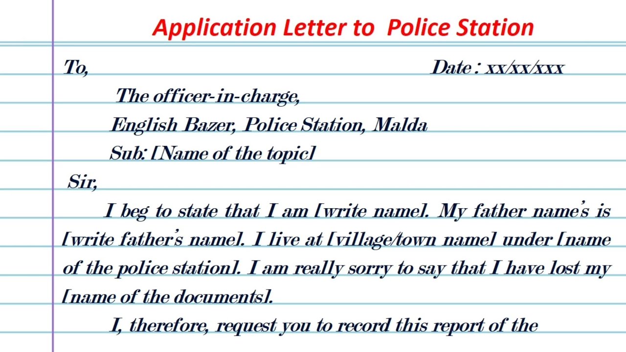 Application letter to police station
