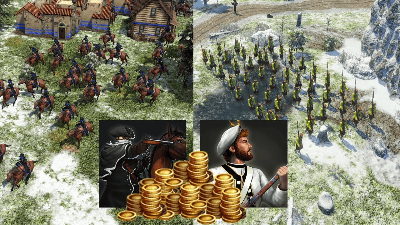 AOE3DE: Сокрушаем наших противников с этой полностью золотой сборкой!!! Весёлая игра 4 на 4 с дру...