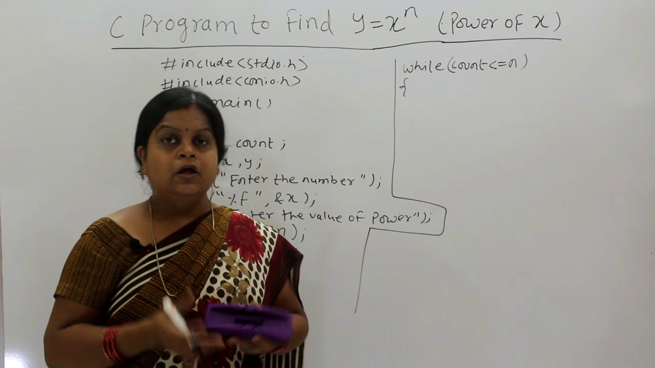 C PROGRAM TO CALCULATE Y= X POWER N (HINDI/URDU)