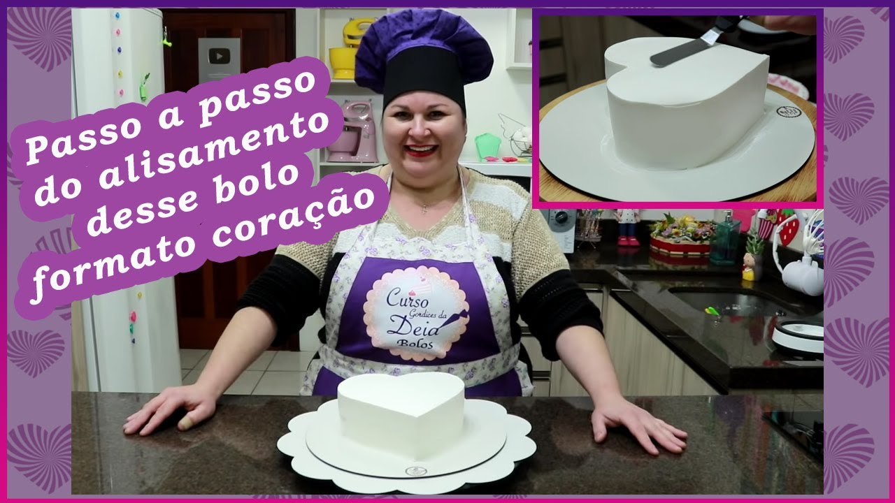 VEJA COMO ALISAR BOLO EM FORMA DE CORAÇÃO | PASSO A PASSO @cortesdadeia