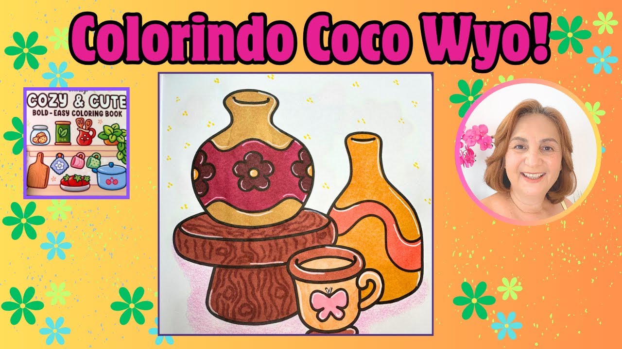 🎨 Colorindo Livro de Colorir Cozy & Cute🌸Coco Wyo ✨ Vasos de Ceramica