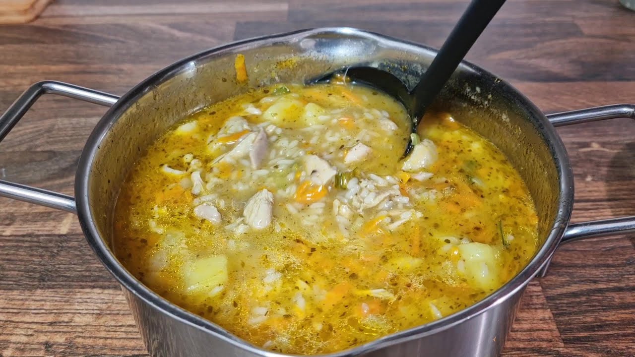 Куриный суп с рисом по маминому рецепту, вкус детства! Быстро вкусно!