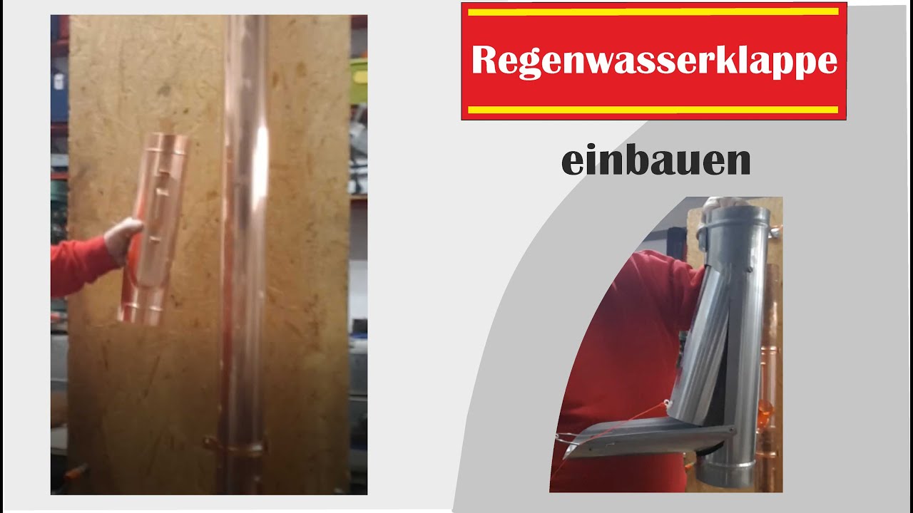Regenwasserklappe einbauen aus Kupfer oder Titanzink. Rohr abschneiden.