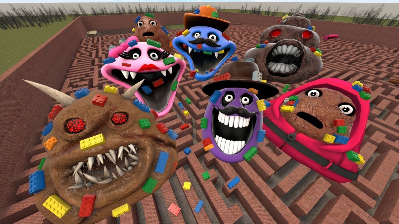 ALL LEGO 3D POU BOU'S REVENGE Monsters TURN INTO LEGO! in Garry's Mod