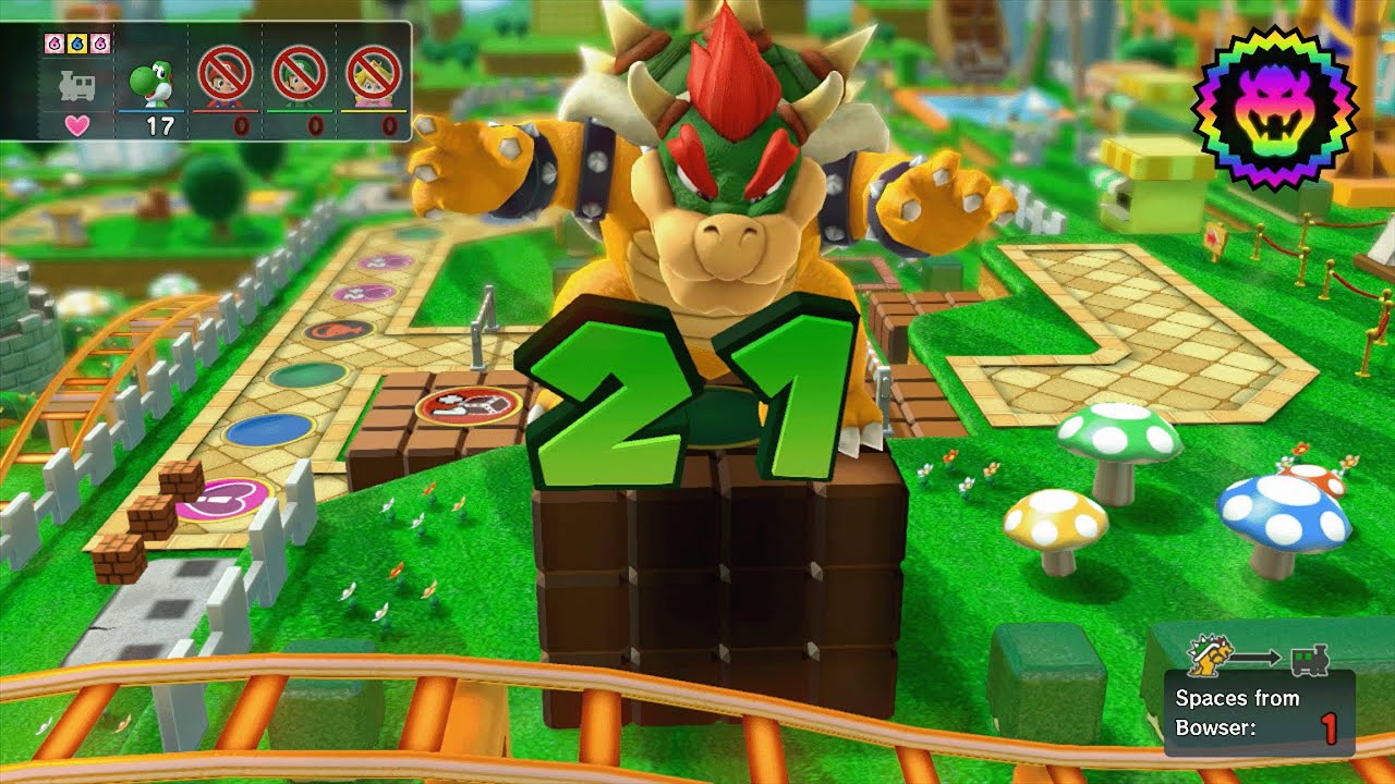 Mario Party 10 - Yoshi vs Mario vs Luigi vs Peach vs Bowser - Mushroom Park