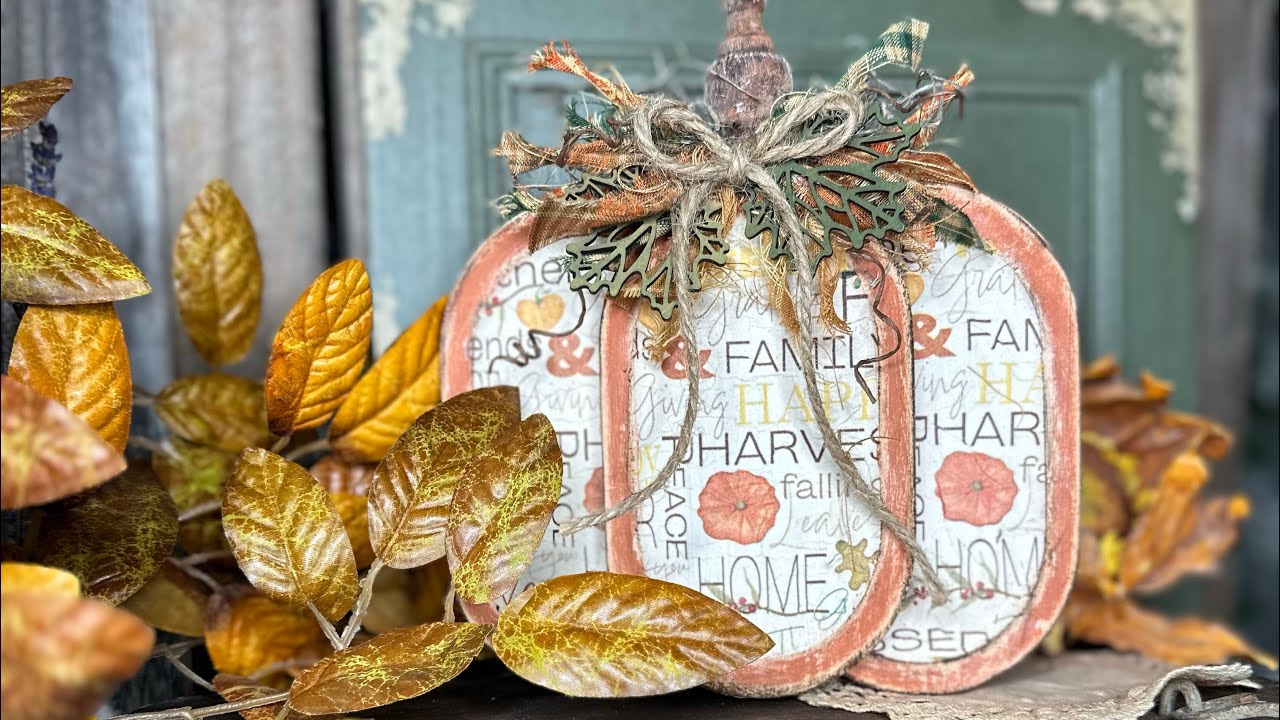 Rustic Pumpkin (Using Dollar Tree Wood Coasters & a Decoupaged Napkin)
