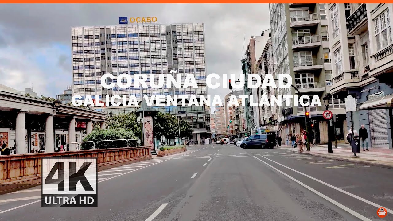 Coruña Ciudad. Conduciendo. Turismo Galicia 4k.