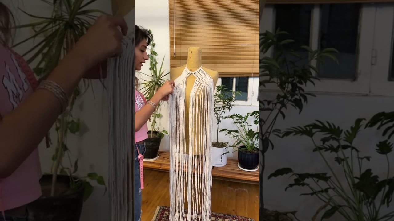 آموزش بافت رومايويي يا لباس مكرومه /macrame dress