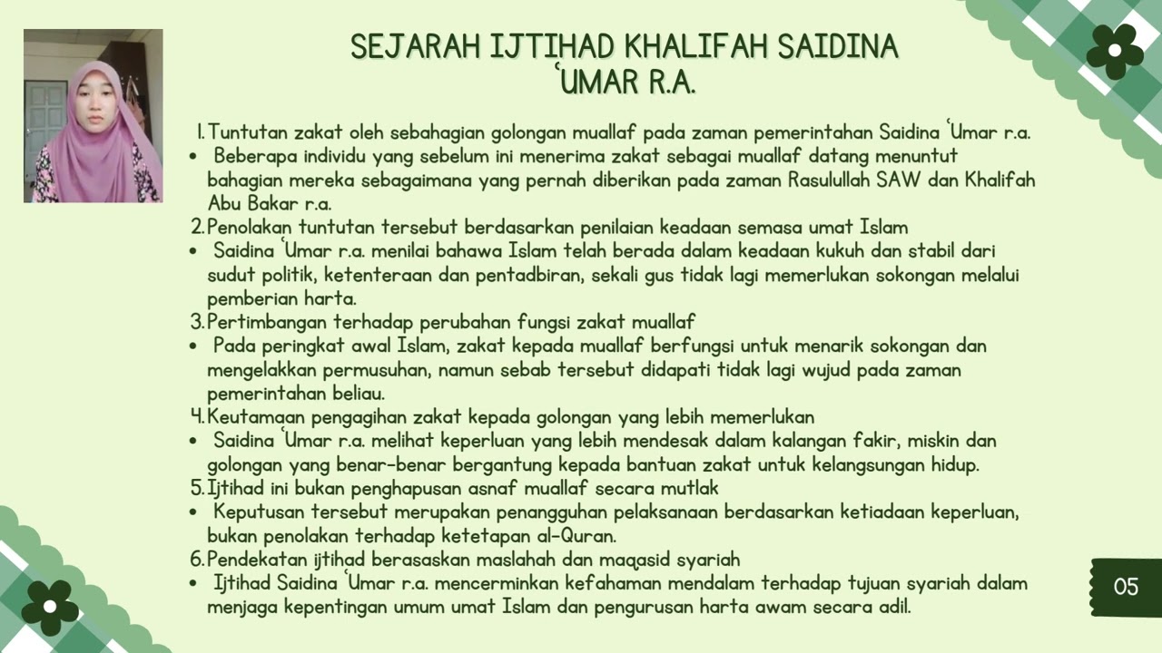SEJARAH PERUNDANGAN ISLAM (SYK22102) : IJTIHAD KHALIFAH UMAR AL KHATTAB TENTANG ZAKAT KEPADA MUALLAF