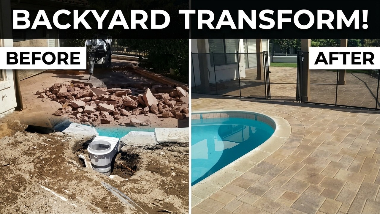 Dramatic Backyard Makeover! Pool Deck Renovation, Retaining Wall Repair & Artificial Turf Install