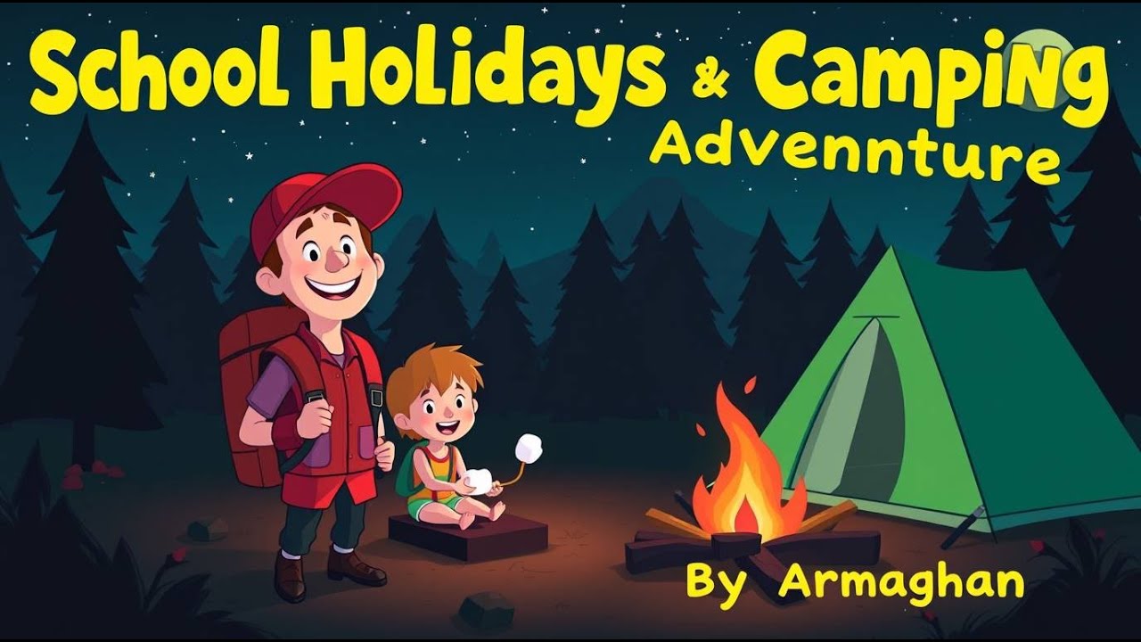 English Story | School Holidays Camping Adventure 🏕️ | Fun Outdoor Story for Kids | Educational