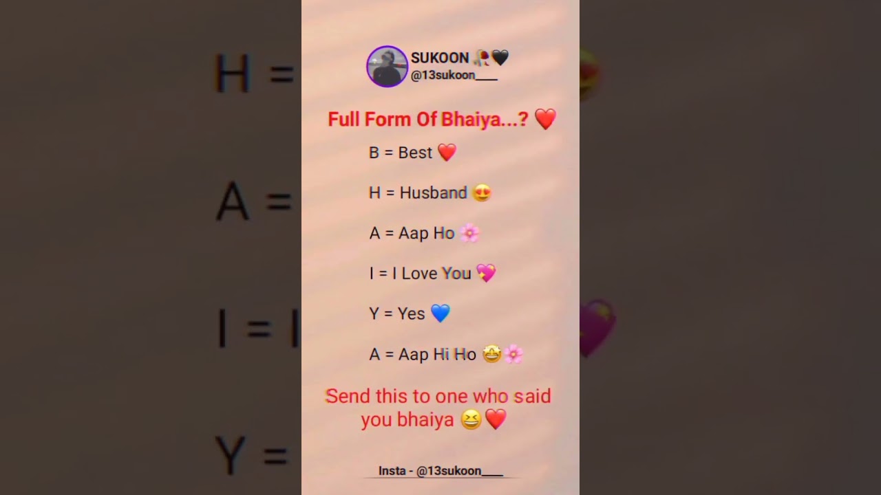 Full Form Of Bhaiya....? 🤩💙❤️🌸#viral #shorts#memes #trending #tweetreels #memes #viral