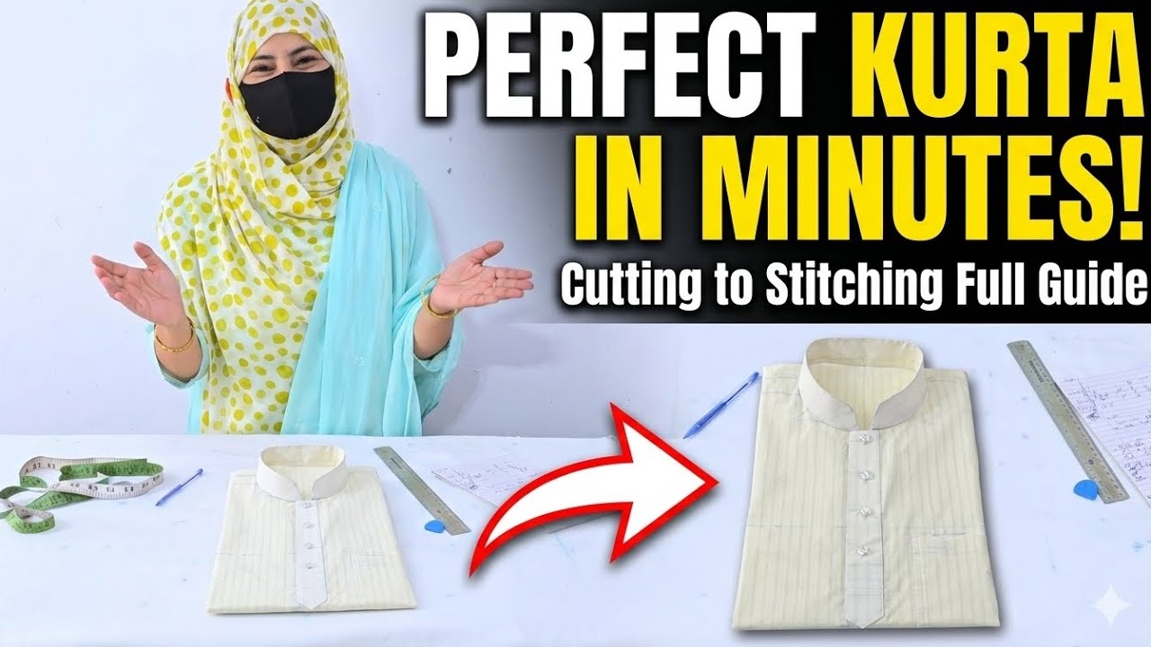 Kurta ki silai ka asaan tarika | Perfect gents fitting kurta stitching seekhen minutes me 