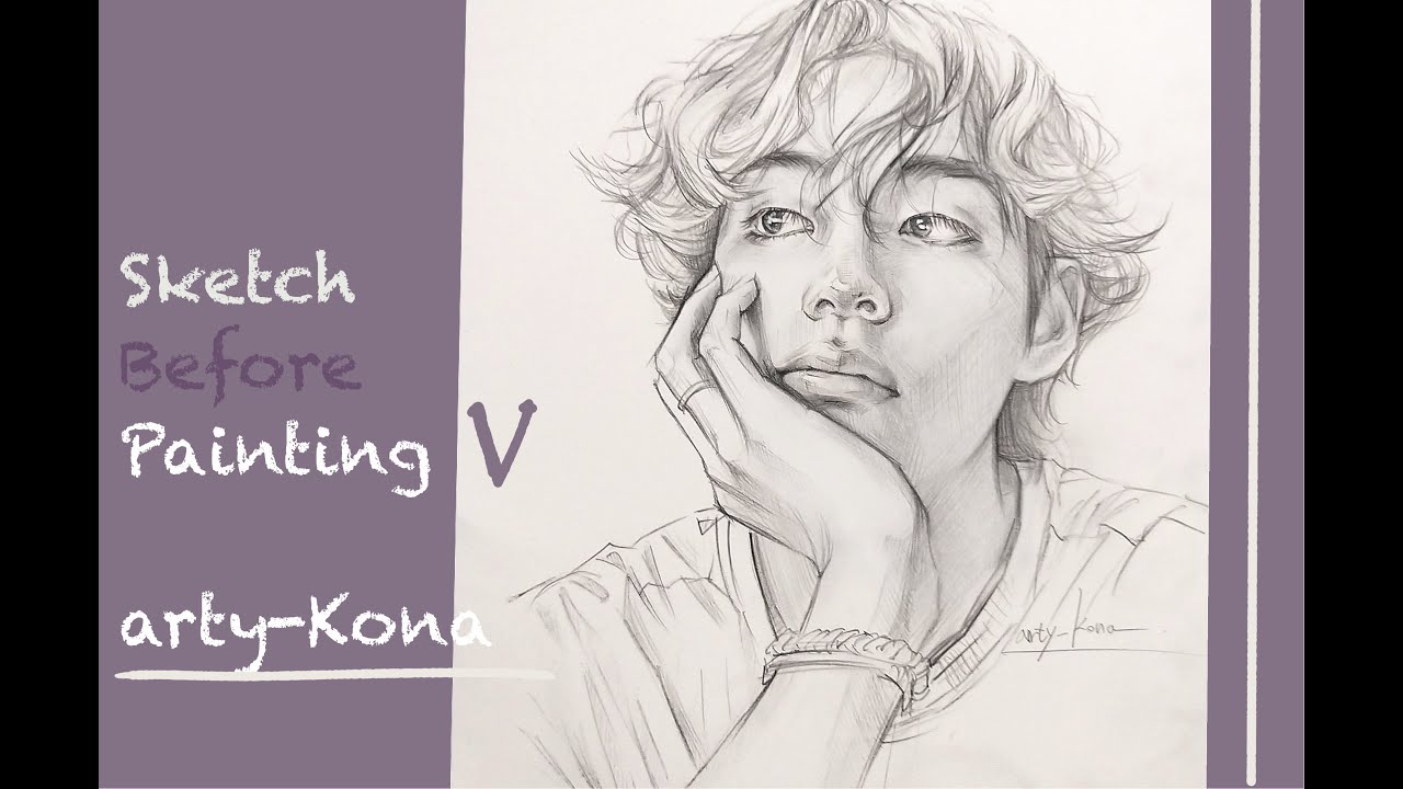 인물 스케치 (Portrait Sketch) - BTS V | Semi realistic style