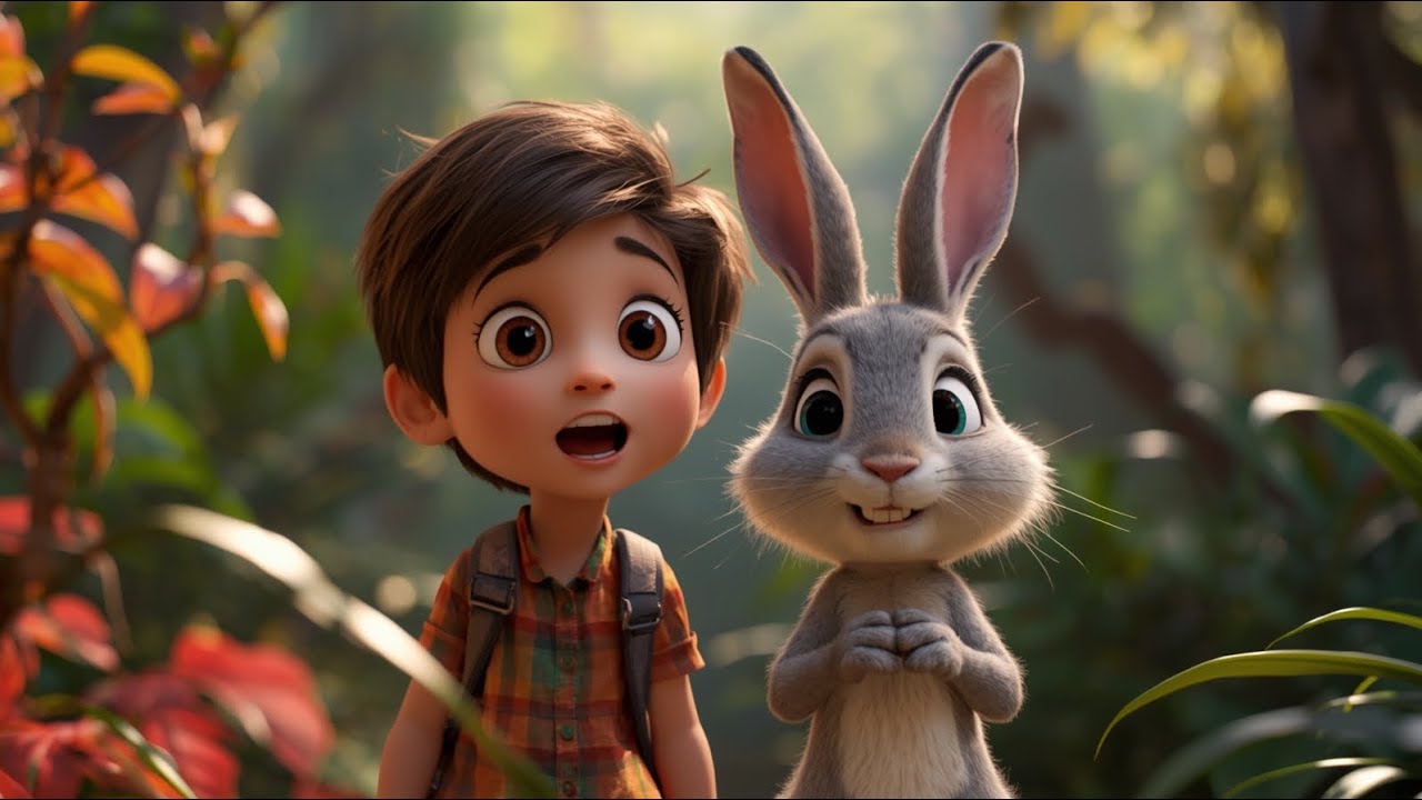 True friendship of kid and rabbit🤗