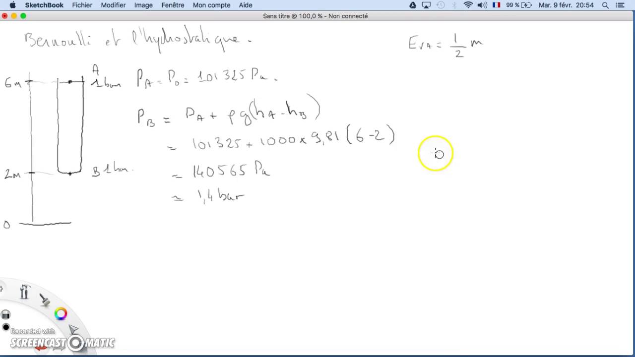 Physique Bernoulli et l'hydrostatique