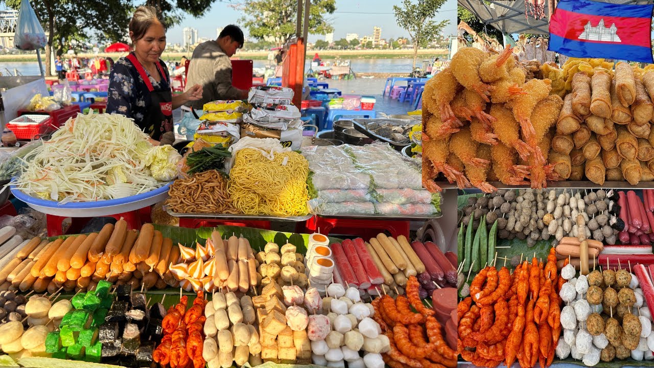 $0.50–$1 Street Food in Phnom Penh 🇰🇭 | Cheap & Busy Walk Street at Chaktomuk