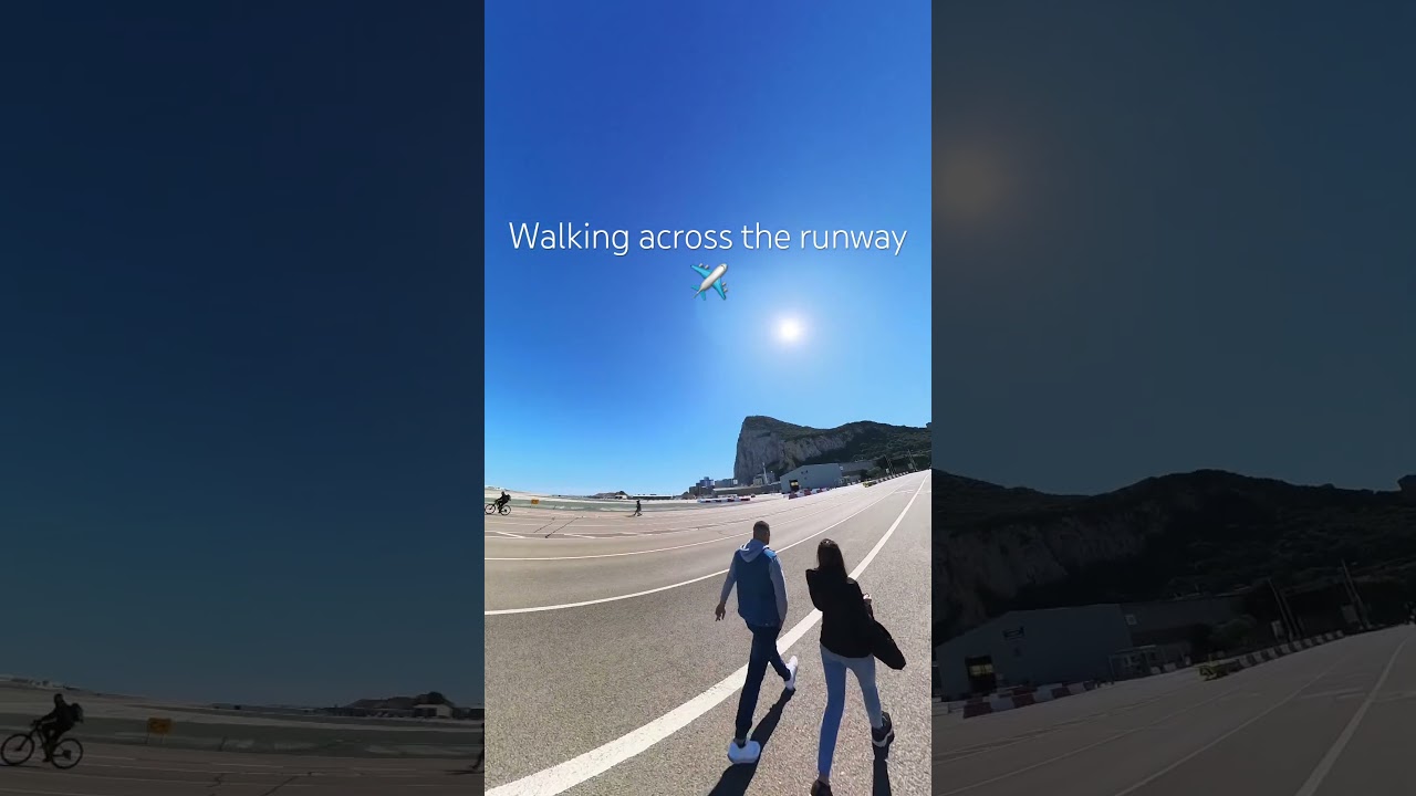 Casually walking across the airport runway of Gibraltar 🇬🇮✈️ #gibraltar #runway #gibraltarrock