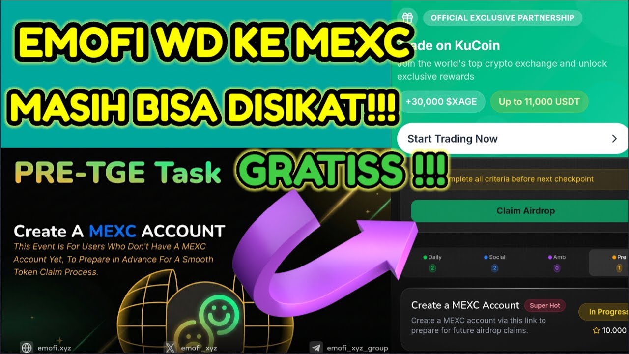 Airdrop Hari Ini Update Emofi Cara WD Ke Mexc Tgl 31 Maret TGE Caer | Masih Bisa di Garap Gratiss !!